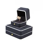 Ring Jewel Hign Quality Modern Simple Blue And White Border Ring Case Push Button Jewel Box
