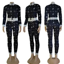 2023 Autumn temperament commuter fashion printing two-piece set 5 colors in stock Casual designer clothing for women