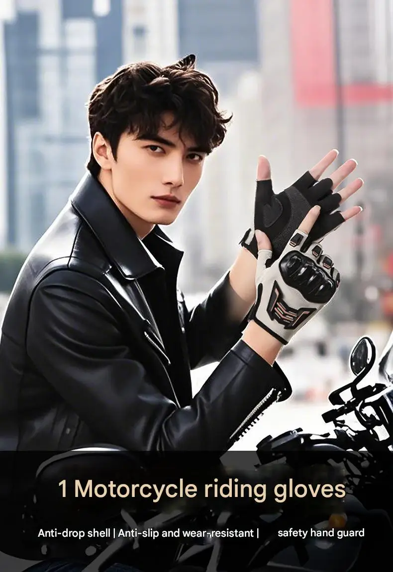 Men's Half-Finger Summer Gloves for Outdoor Racing Anti-Slip Breathable Riding Gear High Wear-Resistance for Motorcycle Racing