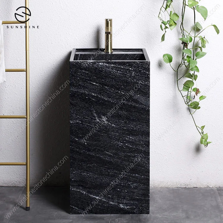Custom Design Stone Composite Bathroom Sinks Marble Freestanding Pedestal Sink