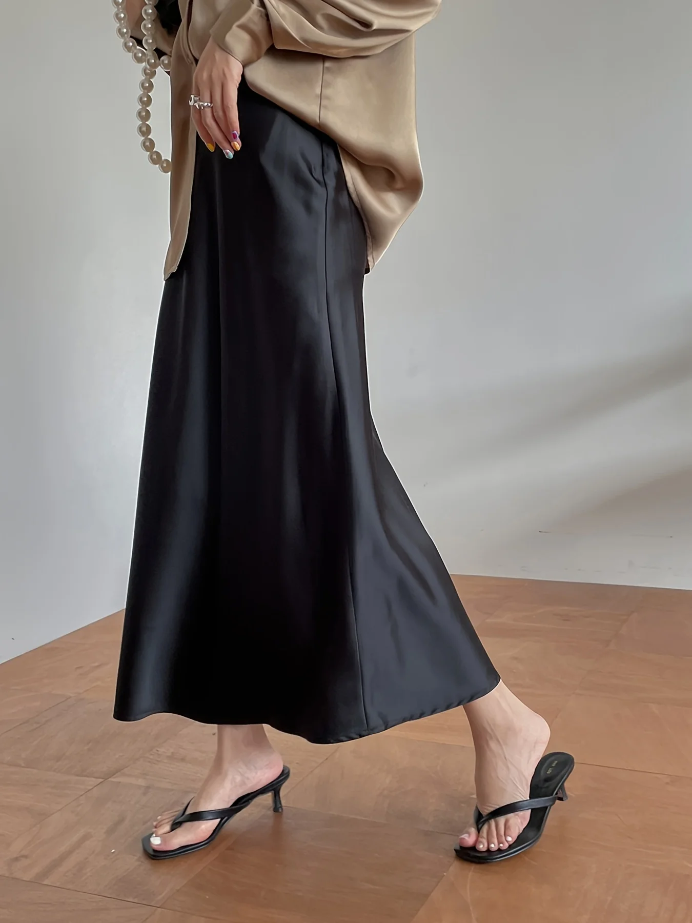 Custom logo Digital Print 100% Mulberry Silk skirt set for Women XL Woven Satin Pajama Wholesale Women's skirt
