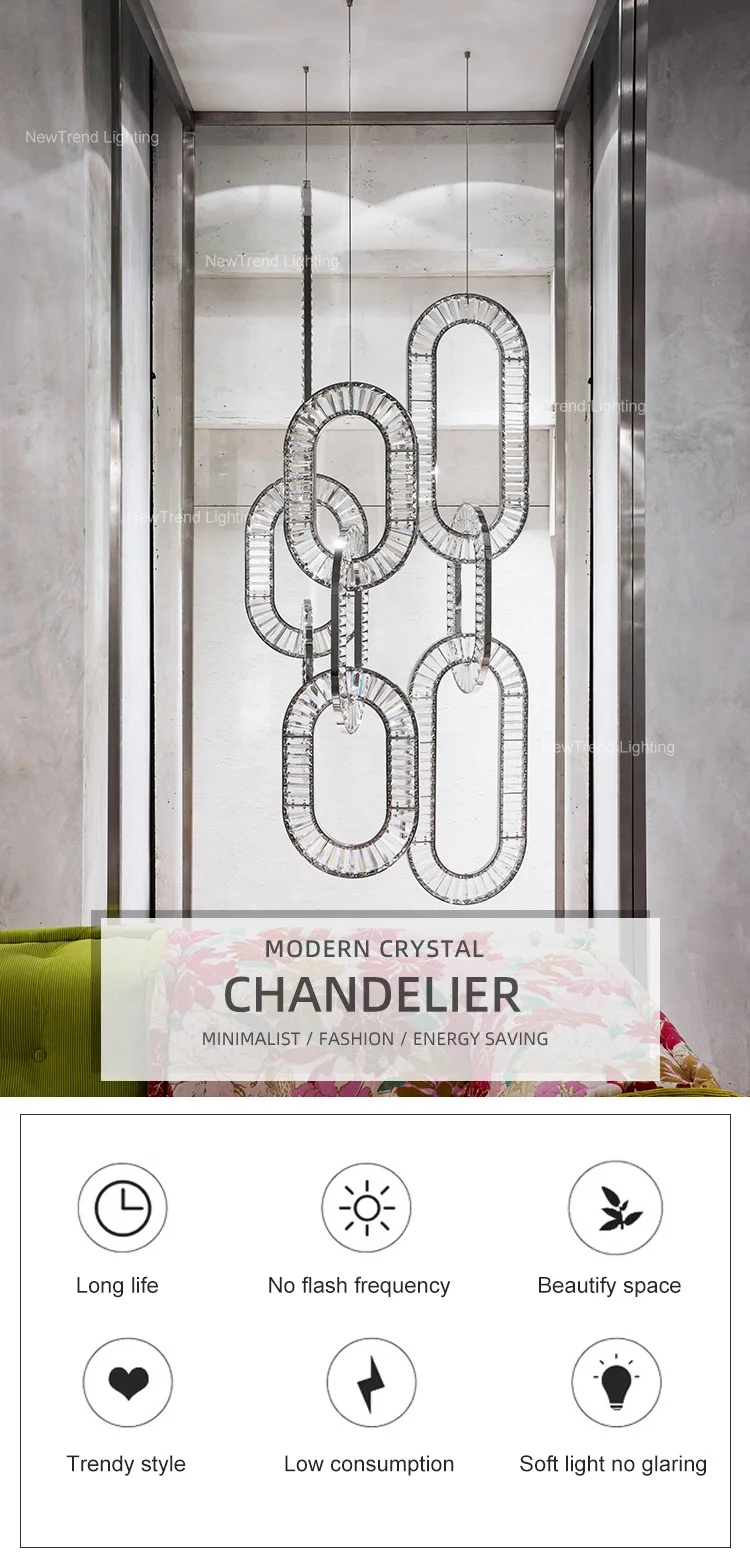 CPL-379 Professional Bespoke Lamp Indoor Decoration Hotel Villa Staircase Led Crystal Chandelier Pendant Light details