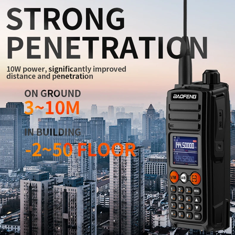 2024 Baofeng UV-27 Ham 999CH Walkie Talkies 5-10km 10watt Multi-Band Two Way Radio With Stopwatch