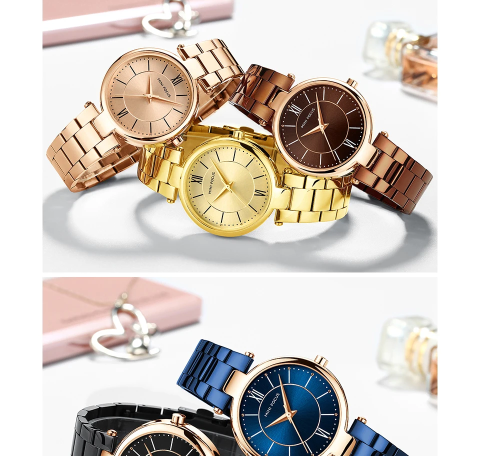 Mini Focus 0189 Luxury Ladies Quartz Watch Stainless Steel Waterproof