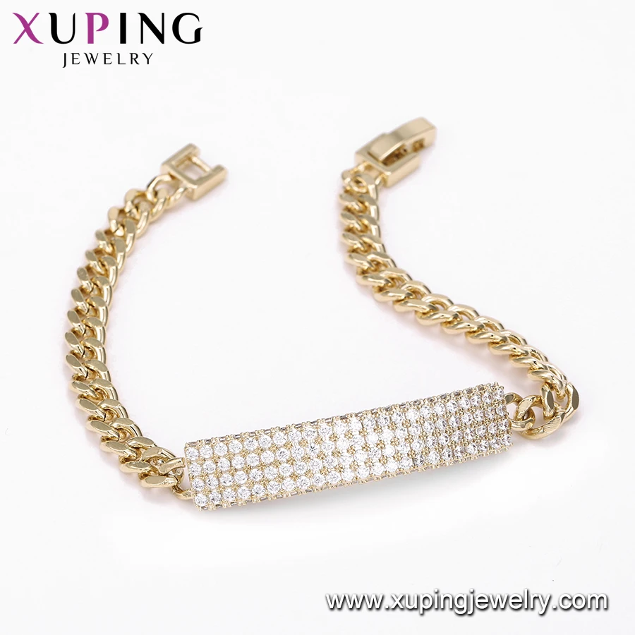 bracelet-197  xuping Dubai style luxury temperament 14K gold fashion gold chain with diamond bracelet