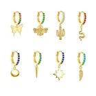 Brass Hoop Gemnel High Polish Brass Bohemian Diamond Daily Wear 18k Gold Plated Rainbow Small Hoop Earrings Sets