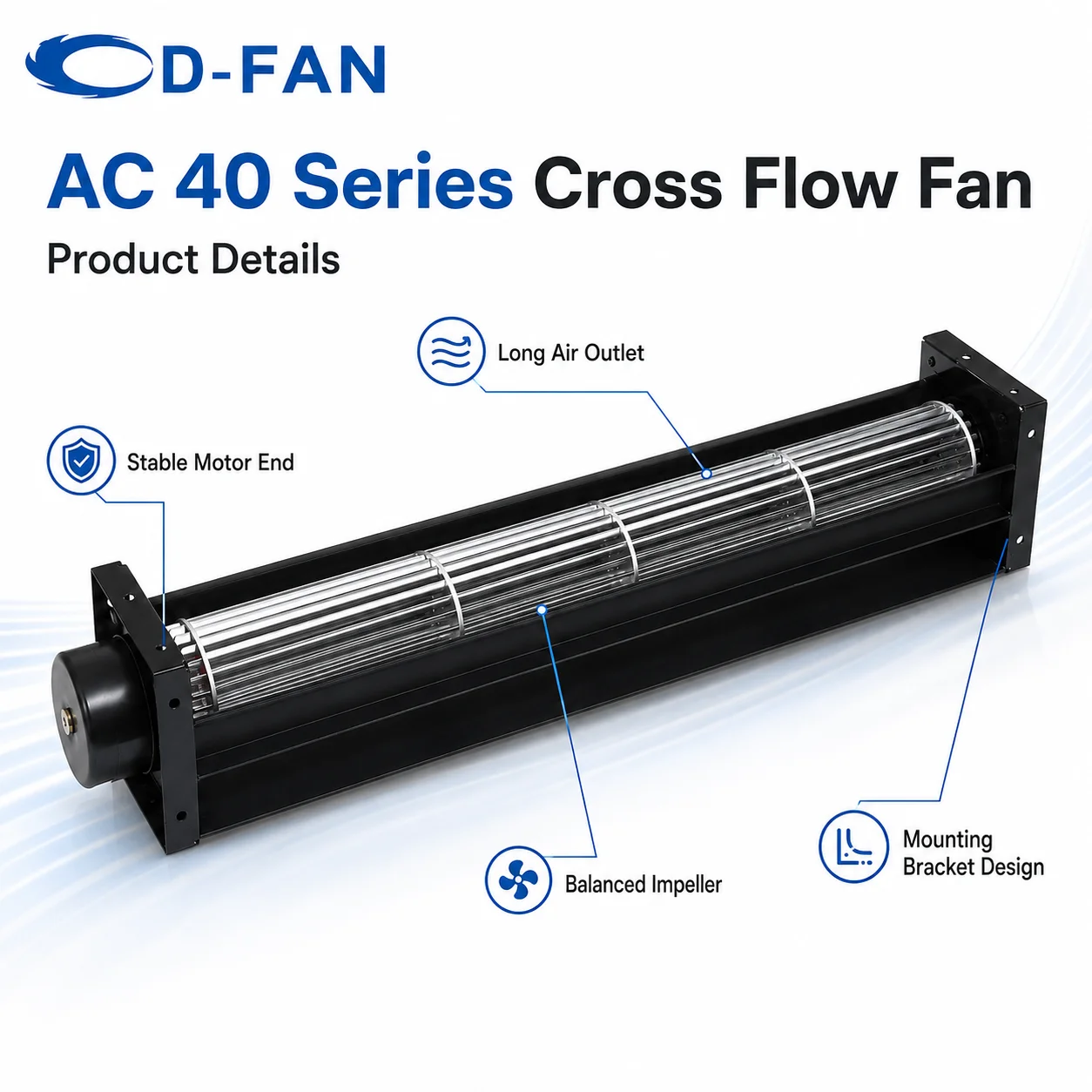 Cross Flow Fan, Aluminium, 120V, 230V, Tangential - detail 2