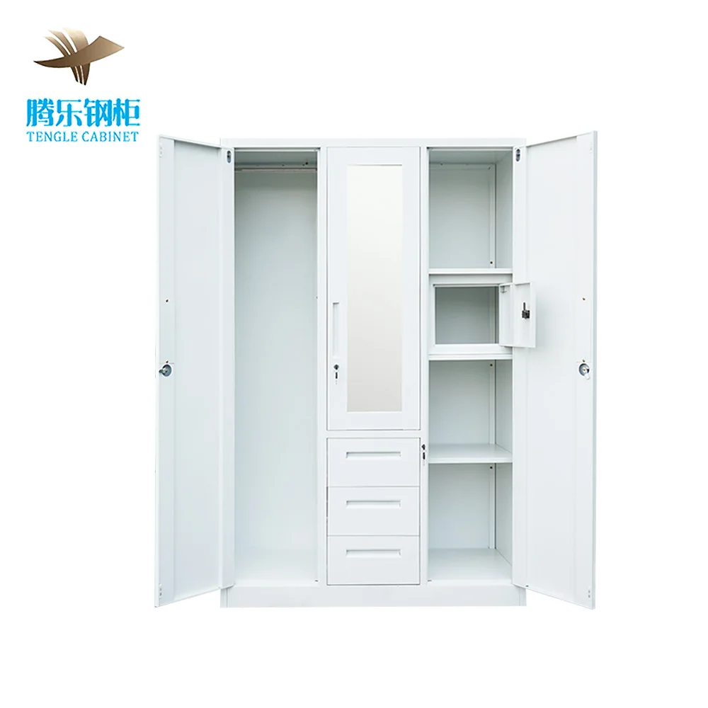 Hot Drawer Design With Mirror Cheap For Sale Wardrobe In White Color