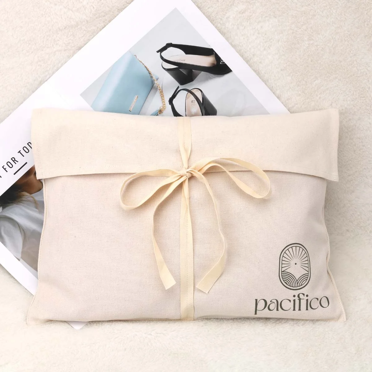 Recyclable Organic Envelope Cotton Handbag Packaging Bag For Packing Custom Logo Printed Muslin Gift Clothes Dust CottonPouch