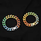 Diamond Women New Design Iced Out Diamond Hip Hop Color Enamel Cuban Chain Necklace Men Women