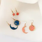 Earrings Women Earrings Simple Temperament Moon Planet Asymmetric Earrings Women