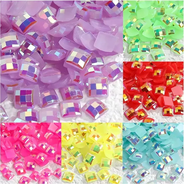 product gem flat back jelly ab rhinestone nail art supplies 4mm square resin hot fix rhinestones bulk ab high quality glass 2 bags-30