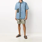 Short Shirts Jeans Cotton Sleeve Shirts Men Mens Short Sleeve Denim Shirts Light Blue Washed Cotton Jeans Shirts OEM