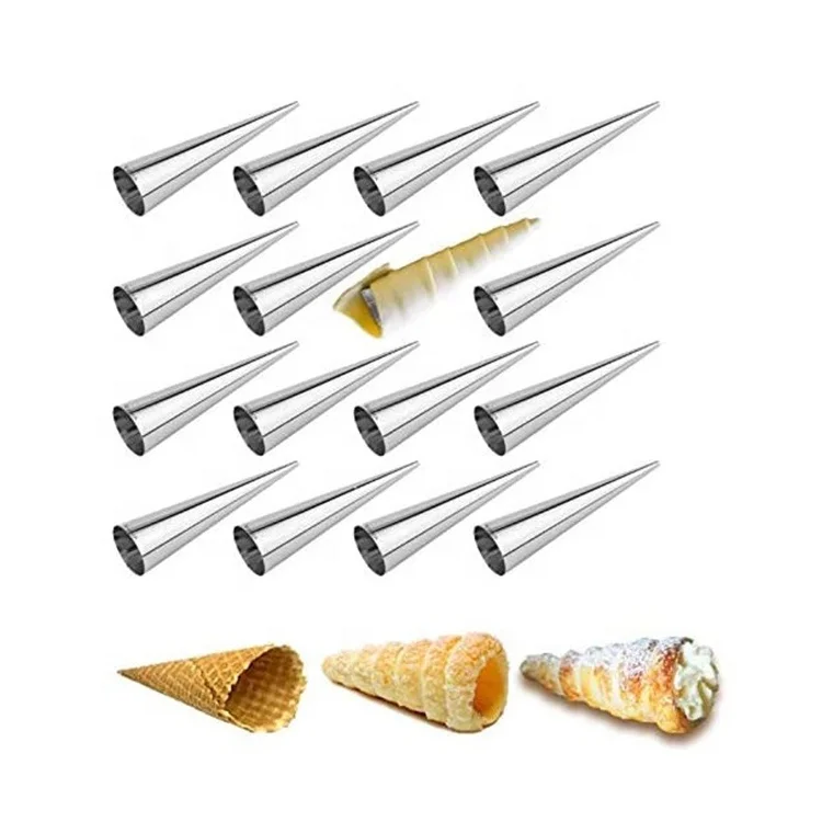 Stainless Steel Dessert Cannoli Cone Form Tubes Bread Baking Mold Tool L Size YG 