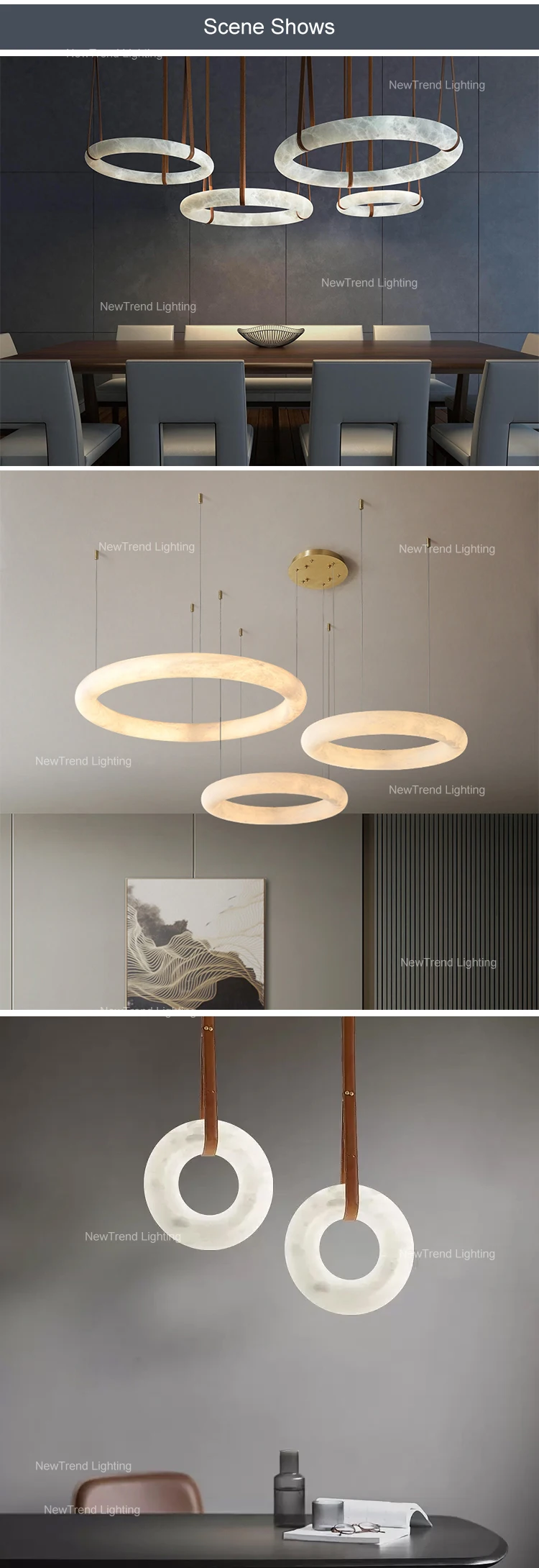 CPL-235 Focus on Customization Fixture Living Room Dining Room Bedroom Modern Marble Ring LED Alabaster Chandelier factory