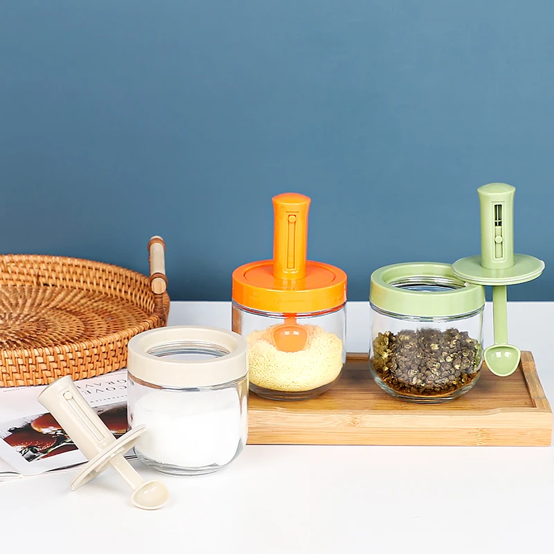 300ml Glass Spice Jars Salt Sugar Jars For Kitchen Counter Food Storage
