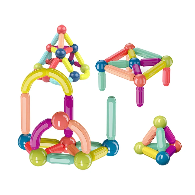 Hot Sale Educational Stacking STEM Magnet Plastic Stick, Mid-Size Magnetic Blocks Toys, Magnetic Balls And Sticks Toys