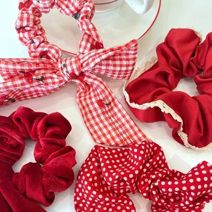 Sweet Lovely Pretty Fashion Red Hair Scrunchies Hair Ties Hair Accessories for Girls
