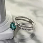 Silver Engagement Ring Silver 925 Silver Green Diamond Engagement Moissanite Ring