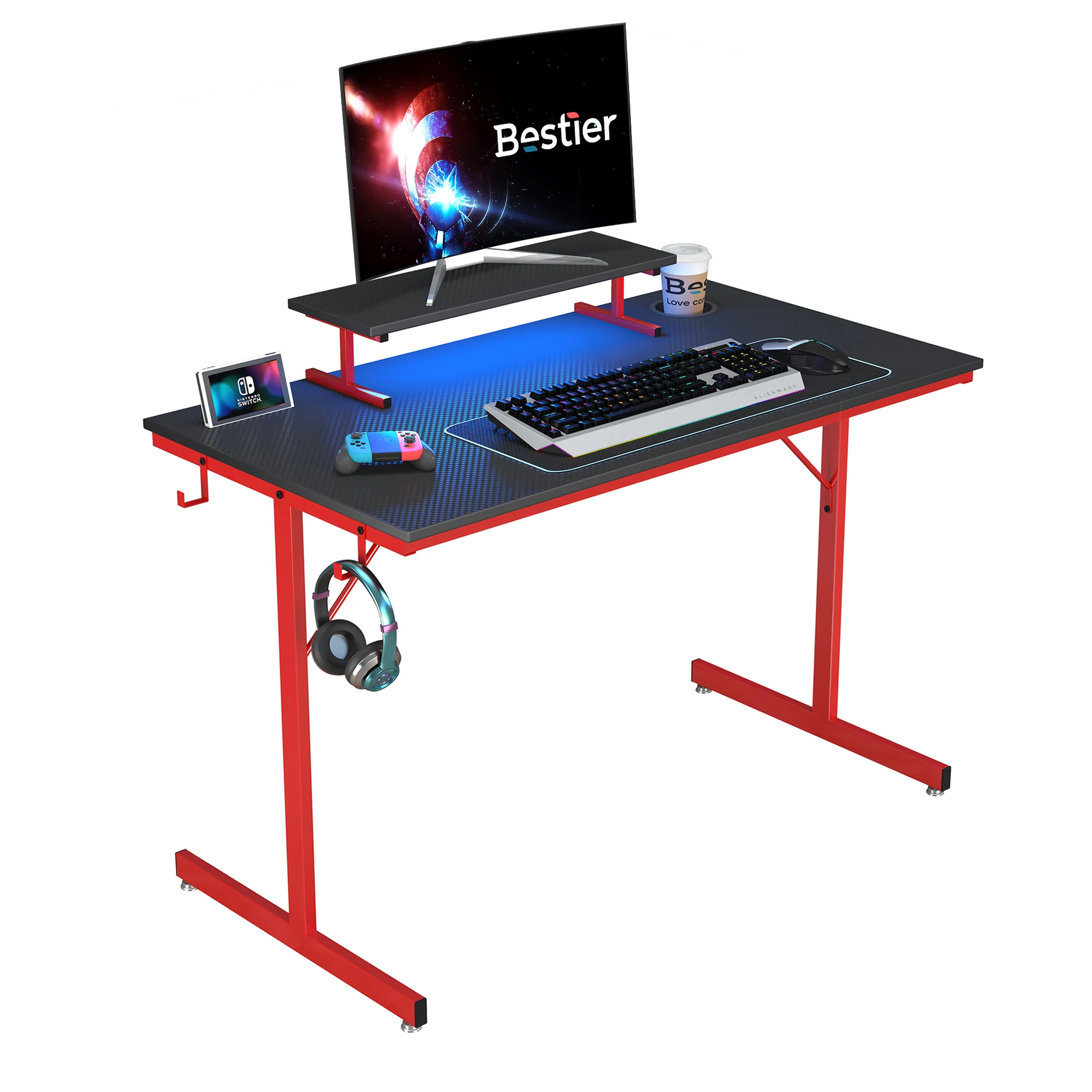 small gaming desk with led lights