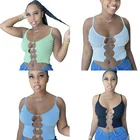 Butterfly Women Summer Fashion Casual Thread Tops Solid Color Halter Vest T-shirt