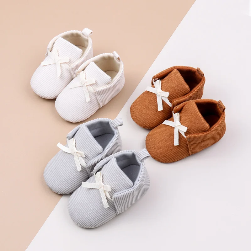 New Arrival Lace-Up Corduroy Material Soft Sole Baby Newborn Boy Shoes Spring Autumn manufacture