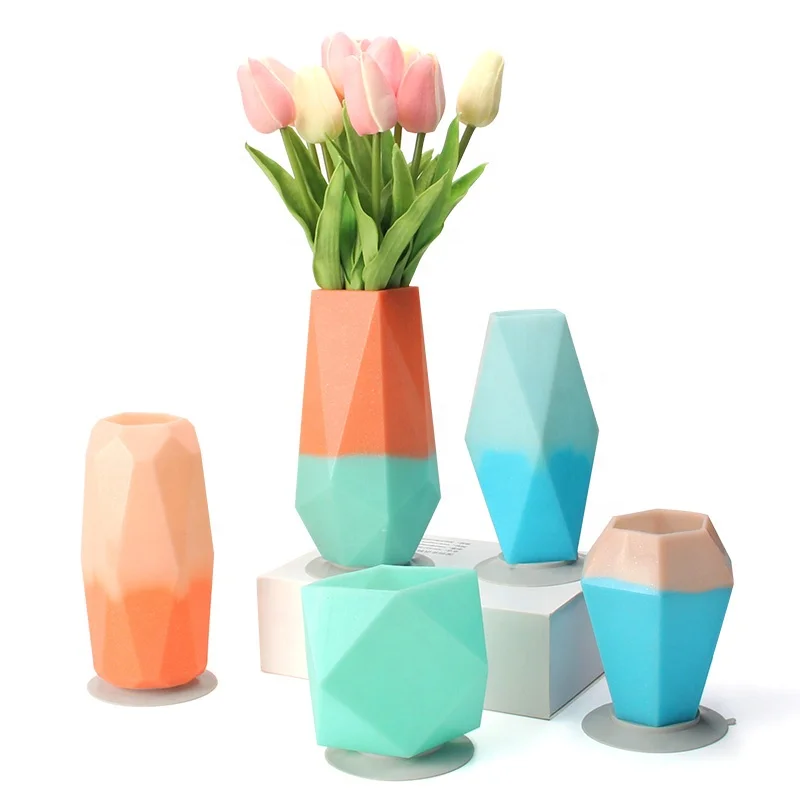 Customized silicone vase home decoration anti-fall light small vase with suction cup for weddings centerpiece