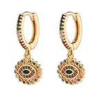 Cz Earrings 18K Gold Plated Clear CZ Crystal Rhinestone Evil Eye Earrings For Women