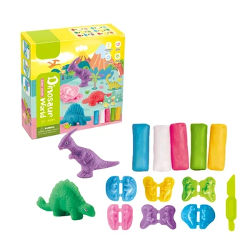 Stem Toy Color Clay Playdough Toys Dinosaur World Play Dough Tool Set for Kids with Animals