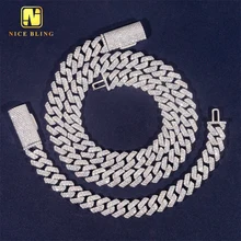 12mm Fashion Hip Hop Rapper 5A Cubic Zirconia Jewelry 925 Sterling Silver Iced Out Cuban Link Chain Necklace Bracelet