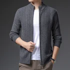 Jacket Wholesale 2021 New Product Zipper Plus Size 100% Sheep Wool Knit Irish Sweater Men Jacket