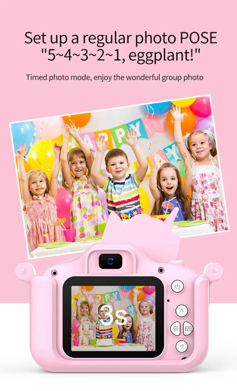 2024照片视频数码相机卡通1080P高清双相机