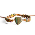 2021 New Arrivals Heart Shaped Imperial Natural Stone Wax Wrap Jewelry Gift For Women Men