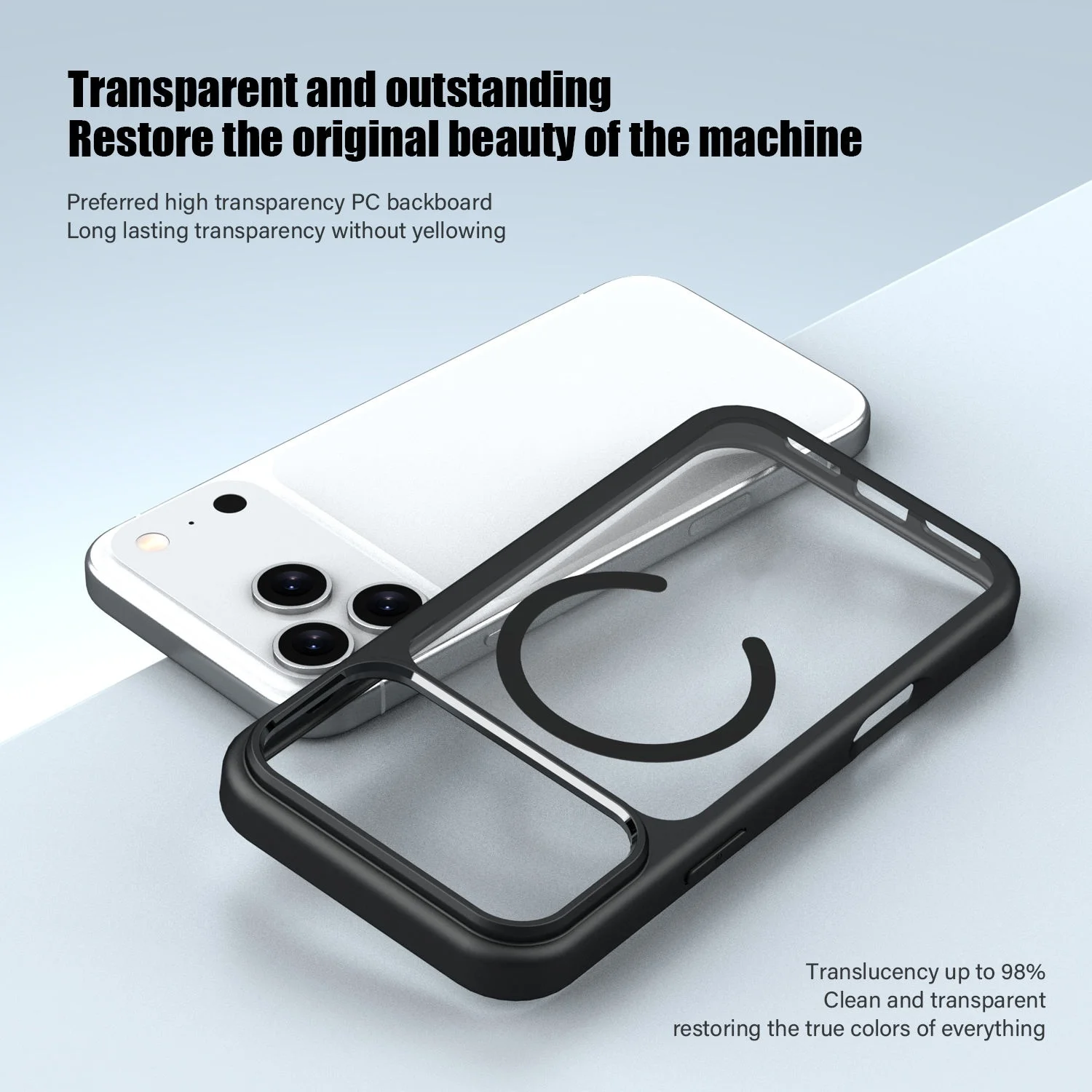 product laudtec shockproof strong magnetic wireless charging clear hard pc tpu custom phone cover for iphone 17 pro max16 15 pro max-5