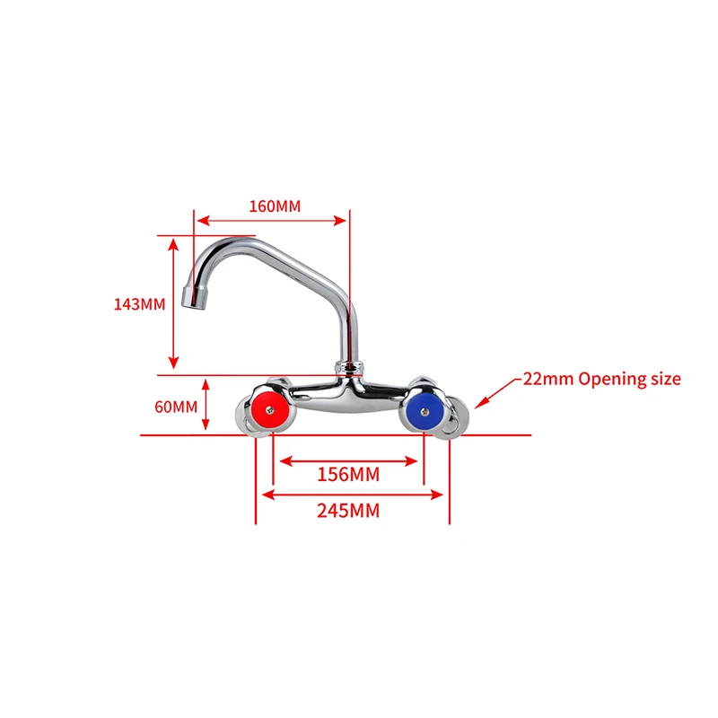 Modern Wall Mounted Kitchen Faucet Dual Switching Handle & Flexible Spout Brass Material Valve Core Basin Faucets manufacture