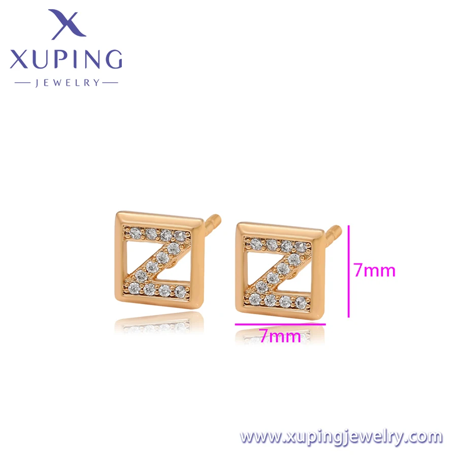 A00370945 xuping jewelry fashion simplicity Z earring 18K gold color Elegant Simple stud earrings