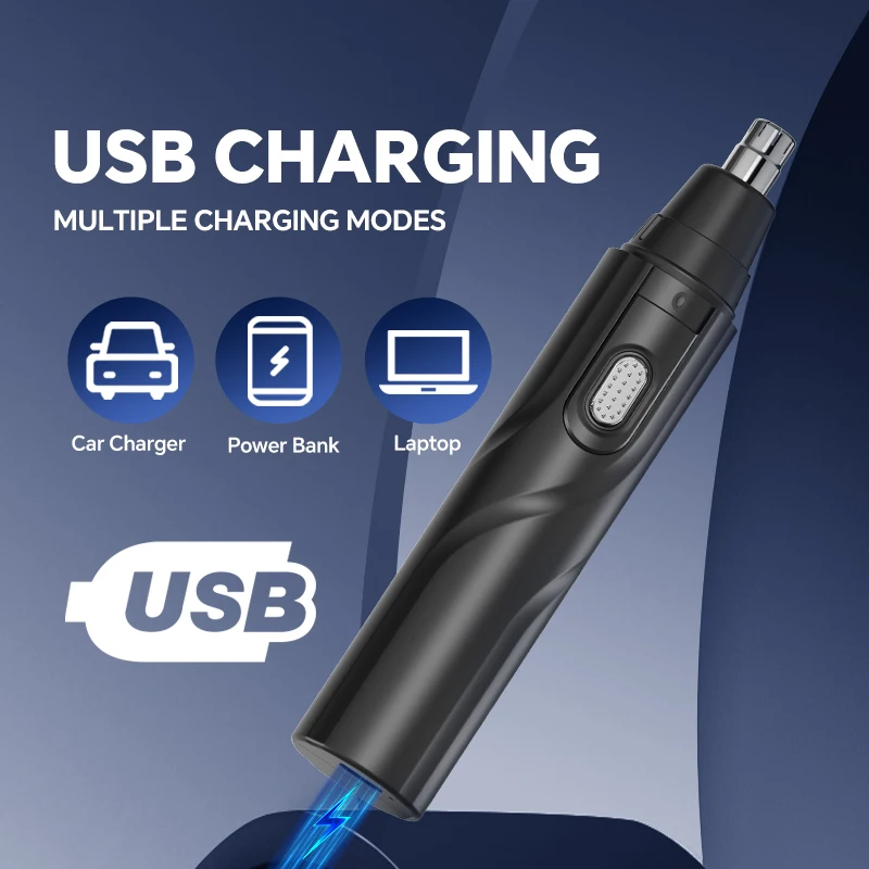 Portable Rechargeable Electric Push Shear Durable Plastic Four-in-One Nose Hair Trimmer Set for Home Salon Car RV Garage Use details