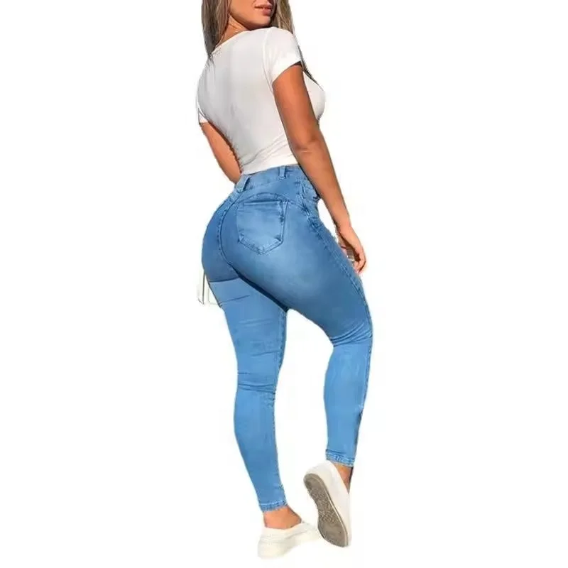 Custom made women's flare pants skinny fit Denim washed Raw hem women's jeans pants cargo pants