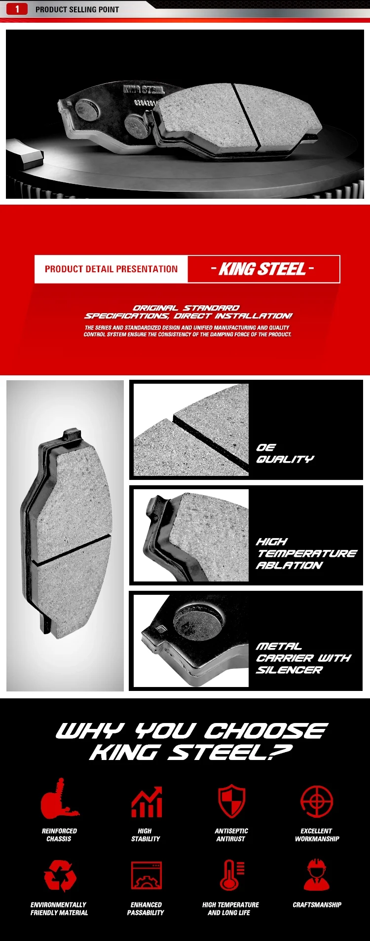 Kingsteel Oem D D Front Auto Brake Pads