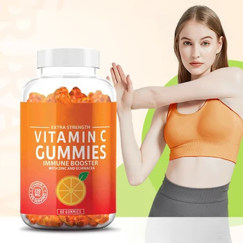 OEM Orange Vitamin C Soft Candy Healthy Immune System Dietary Supplement Zinc Echinacea Vitamin C Gummies