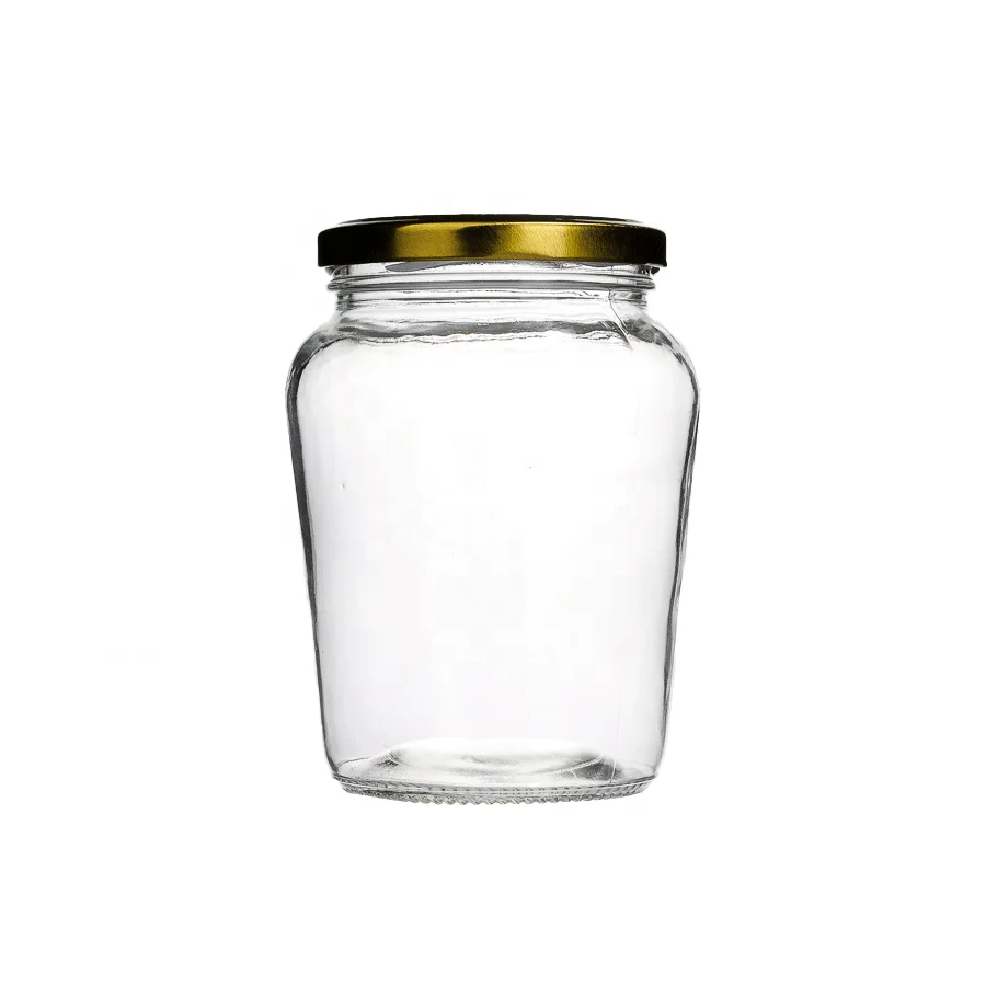 Large Pickles Canning Jar 670ml 960ml 1200ml Empty Earthen Jar with Gold Lids For Sauce Pepper Pickle Jam Honey Jelly