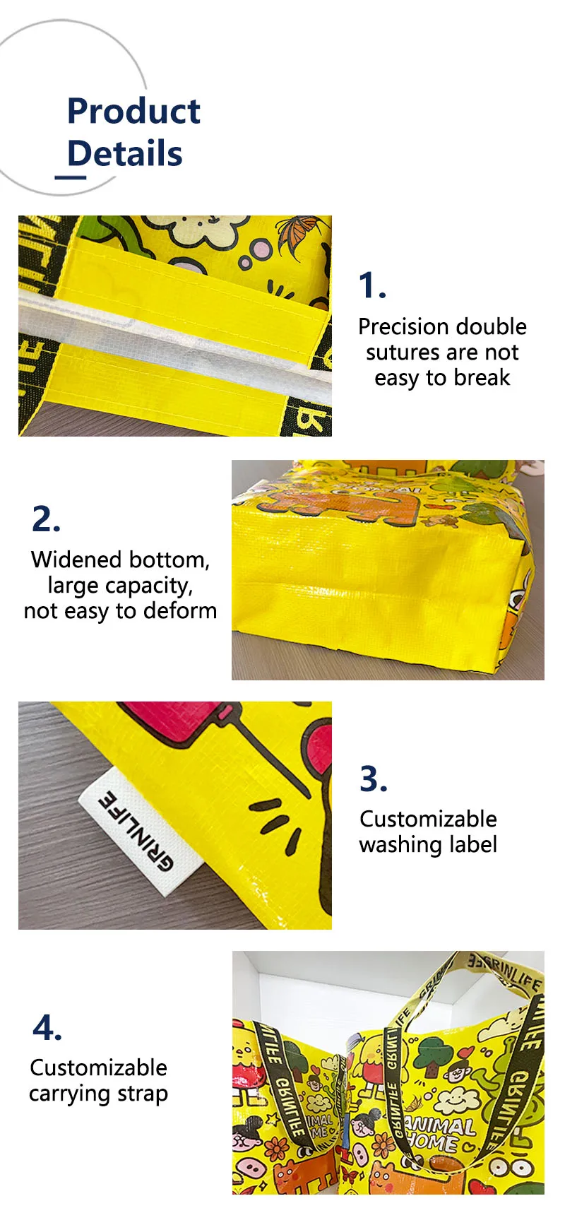 Supermarkets stores tote bag environmentally friendly big capacity reusable pp woven polypropylene shopping bags Supermarkets stores tote bag environmentally friendly big capacity reusable pp woven polypropylene shopping bags