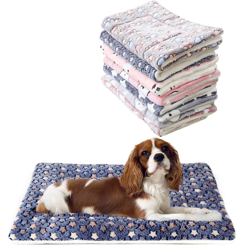 Warm Pet Mat Paw Print Cat Dog Puppy Fleece Soft Blanket Bed Cushion Hot 