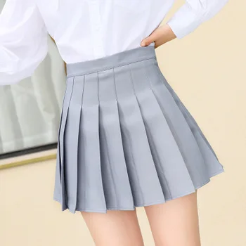 Summer Cute Pleated High Mini A-Line Skirt School Girl Women's Fashion Button Slim Waist Casual Tennis Stitching Short Skirtsz37