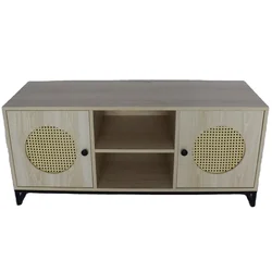 Circle Pattern Living Room Home Furniture Metal legs Drop Test Rattan Wicker Plastic Mdf Wood Tv Stand Table