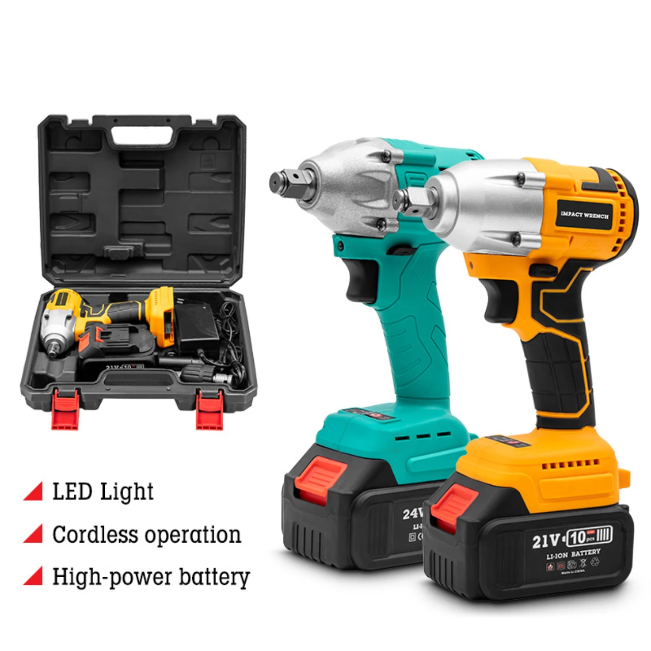 21V Cordless Impact Wrench Electric High Torque Driver Garage Power Tool DEWORX 