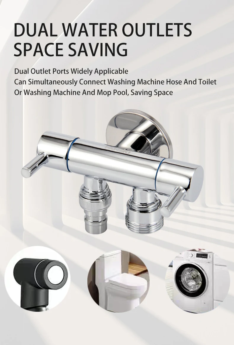 1-In-2-Out Angle Valve Dual Handle Dual Control Independent On/Off Control Can Connect Washing Machine Hose and Toilet supplier