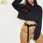 Hoodies Solid Hoodies 2021 Winter Wholesale Custom Logo Plus Size Solid Crop Top Sweatshirts Hoodies For Women
