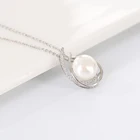 Pearl Pendant White Necklace Hot Pearl Pendant Water Drop Diamond Inlaid 925 Silver Pendant Necklace