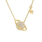 925 Sterling Silver Gemnel Trendy 925 Sterling Silver 18k Gold Plated Solar System Necklace Women